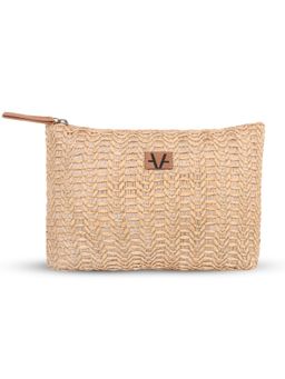 Avake - Beige Lightweight Raffia Vegan Leather Cosmetic Kit