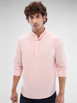 Spykar - Mens Full Sleeve Slim Fit Solid Pink Shirt