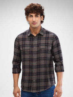 Spykar - Mens Full Sleeve Slim Fit Checkered Grey Shirt