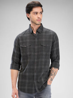 Spykar - Mens Full Sleeve Slim Fit Checkered Green Shirt