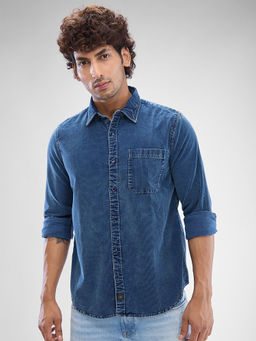 Spykar - Mens Full Sleeve Slim Fit Blue Shirt