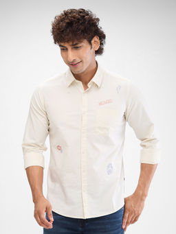 Spykar - Mens Full Sleeve Slim Fit Solid White Shirt