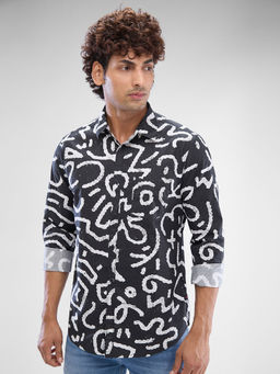 Spykar - Mens Full Sleeve Slim Fit Printed Grey Shirt