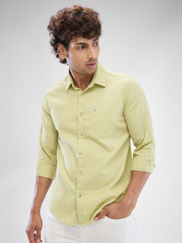 Spykar - Mens Full Sleeve Slim Fit Solid Green Shirt