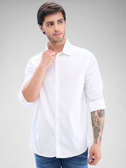 Spykar - Mens Full Sleeve Slim Fit Solid White Shirt