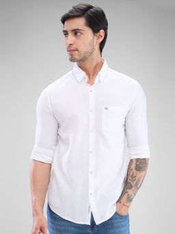 Spykar - Mens Full Sleeve Slim Fit Solid White Shirt
