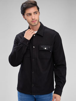Spykar - Mens Full Sleeve Regular Fit Solid Black Shirt