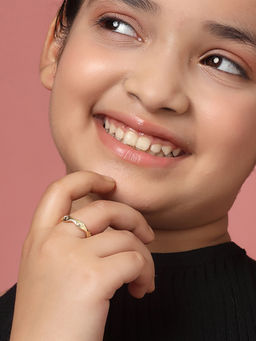 Carlton London - Gold Plated with Engraved Smiley Face Band Adjustable Ring