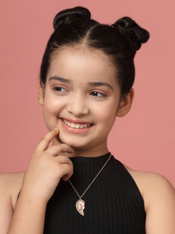 Carlton London - Rose Gold Plated Best Friend Cz Broken Heart Pendant Necklace (Pack of 2)