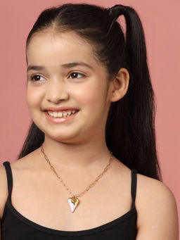 Carlton London - Gold Plated Puff Heart Pendant Enamel Necklace