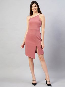 RARE - Women Casual Dusty Pink Colour Mini Solid Dress