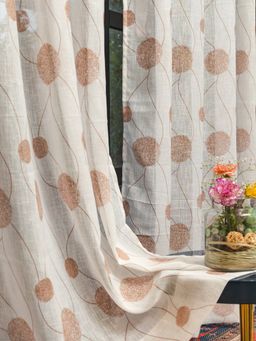 Urban Space - Sheer Curtain for Window with Eyelets & Tieback-Galaxy Taupe (Set of 2)