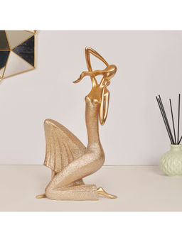 HomeTown - Miraya Polyresin Yoga Lady Figurine In Gold