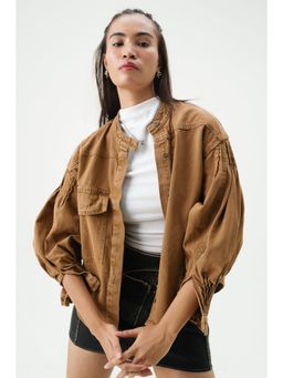 FREAKINS - Ochre Brown Stylized Biker Jacket