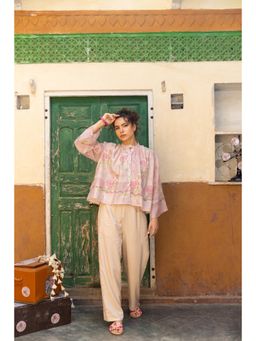 Anuvas - Pink Floral Three Fourth Sleeves Co-ord Set