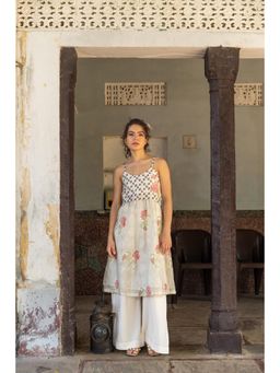 Anuvas - Ivory Floral Sleeveless Kurta with Palazzo