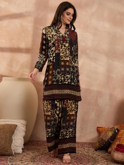 Vaamsi - Multi-Color Printed Full Sleeves Kurta with Pant