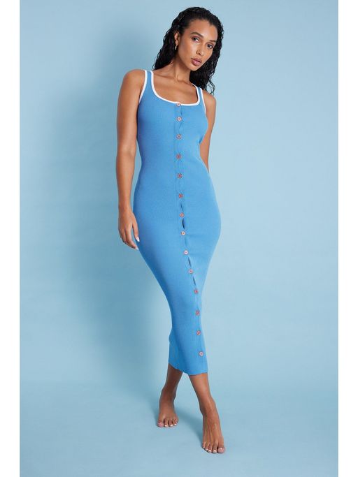 na kd blue knit dress Knitted Flowy Midi Dress