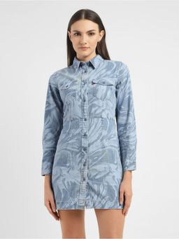 Levi's - Womens All Over Print Blue Collar Neck Dress