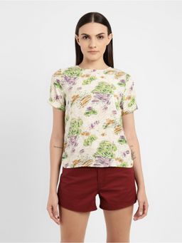 Levi's - Womens Floral Cream Crew Neck Top