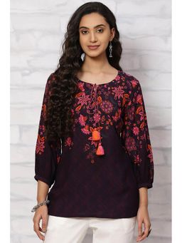 Rangriti - Purple Viscose Rayon Short Top