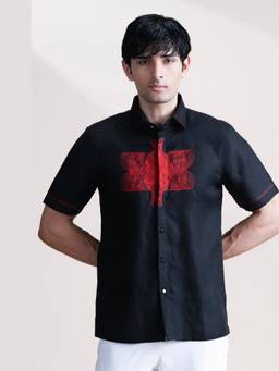 ABKASA - Black Red Cross Shirt