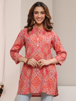 Libas - Peach Ethnic Motif Printed Straight Kurti