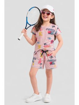PLUM TREE - Girls Printed Cotton Top and Shorts Set