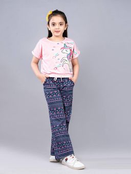 PLUM TREE - Girls Pink Cotton Printed Co-Ord Set