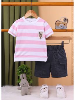 Toonyport - Boys Pink Cotton Printed Shorts and T-Shirt Set