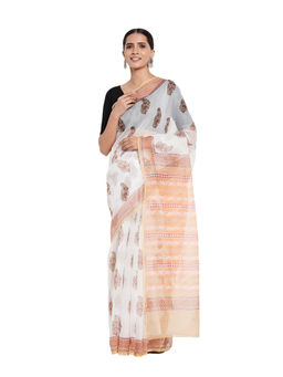 Fabindia - Cotton Silk Kota Printed Sari- Off White