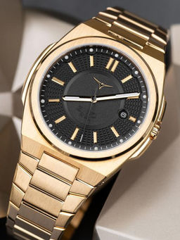 ZINVO - Rival Gold Quartz Black Round Dial Men Watch 100-05 (M)