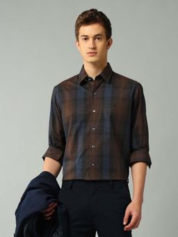 Arrow Newyork - Checks Brown Full Sleeves Collar Neck Shirt