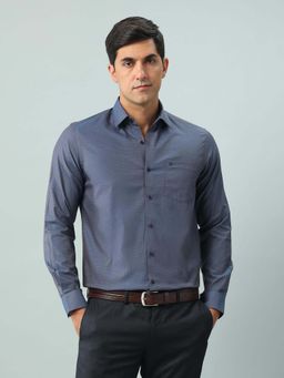 Arrow - Textured Blue Full Sleeves Collar Neck Shirt