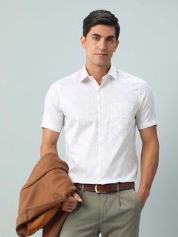 Arrow - Printed Beige Half Sleeves Collar Neck Shirt