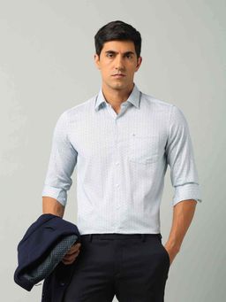 Arrow - Printed Blue Full Sleeves Collar Neck Shirt