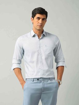 Arrow - Printed Blue Full Sleeves Collar Neck Shirt