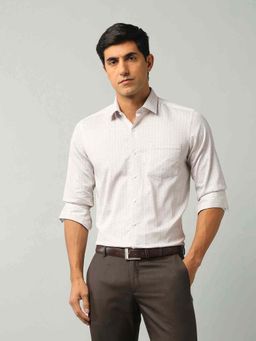 Arrow - Printed Cream Full Sleeves Collar Neck Shirt