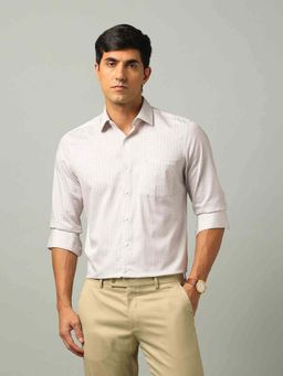 Arrow - Printed Cream Full Sleeves Collar Neck Shirt