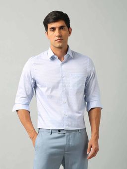 Arrow - Printed Blue Full Sleeves Collar Neck Shirt