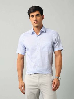 Arrow - Printed Blue Half Sleeves Collar Neck Shirt