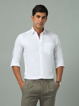 Arrow - Solid White Full Sleeves Collar Neck Shirt