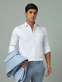 Arrow - Solid White Full Sleeves Collar Neck Shirt