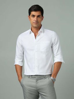 Arrow - Solid White Full Sleeves Collar Neck Shirt