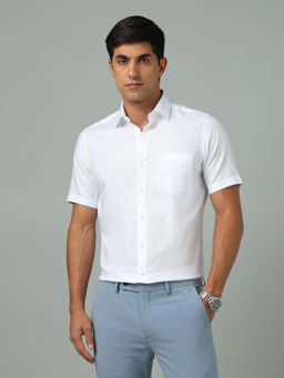 Arrow - Solid White Half Sleeves Collar Neck Shirt