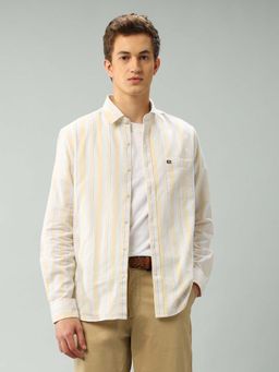 Arrow Sports - Stripes Yellow Full Sleeves Collar Neck Shirt