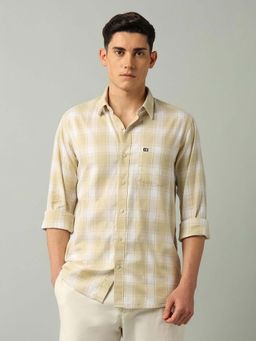 Arrow Sports - Checks Beige Full Sleeves Collar Neck Shirt