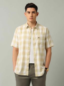 Arrow Sports - Checks Beige Full Sleeves Collar Neck Shirt