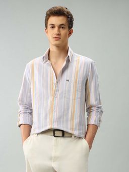 Arrow Sports - Stripes Grey Full Sleeves Collar Neck Shirt