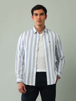 Arrow Sports - Stripes Blue Full Sleeves Collar Neck Shirt